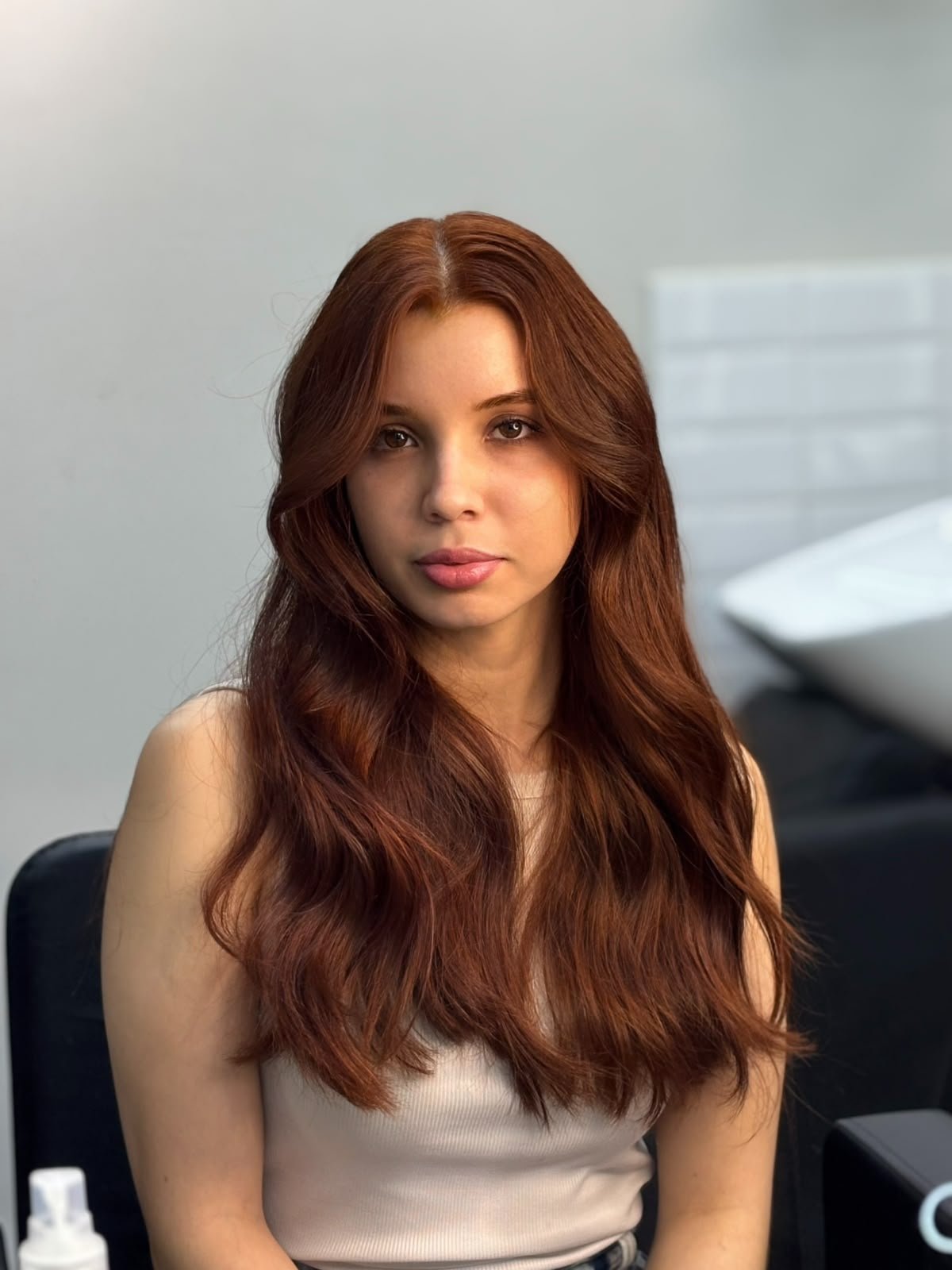 Cabelo ruivo acobreado com ondas